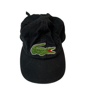 Lacoste Unisex Hat Black Green Alligator Patch 100% Cotton Adjustable